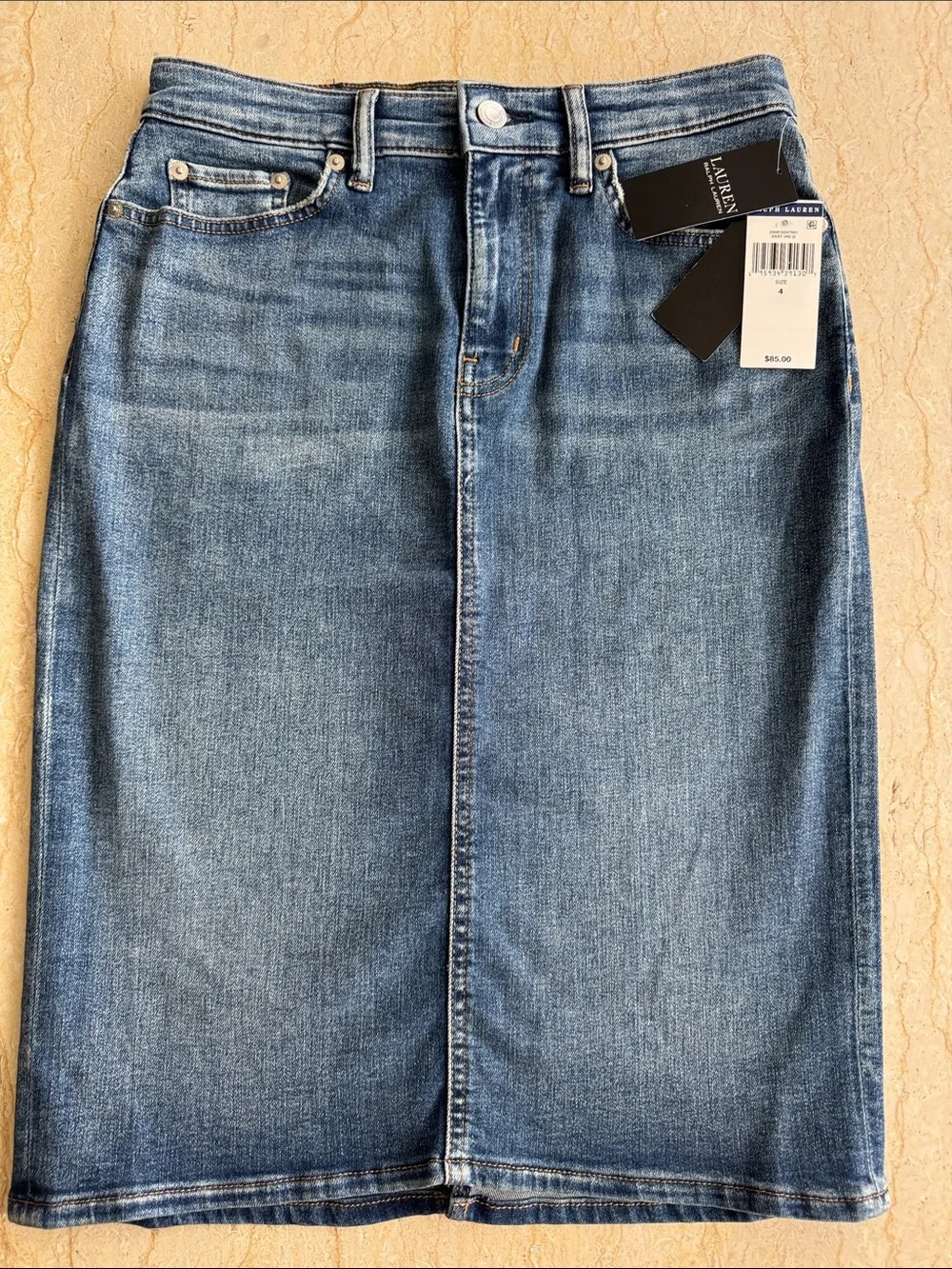 NWT Lauren Ralph Lauren Medium Blue Denim Pencil Skirt